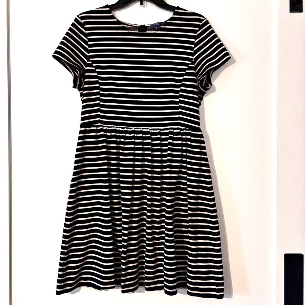 Peter Som Black and White Striped Fit and Flare Mini Dress Sz L - Picture 9 of 9